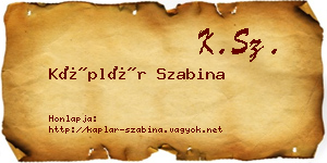 Káplár Szabina névjegykártya